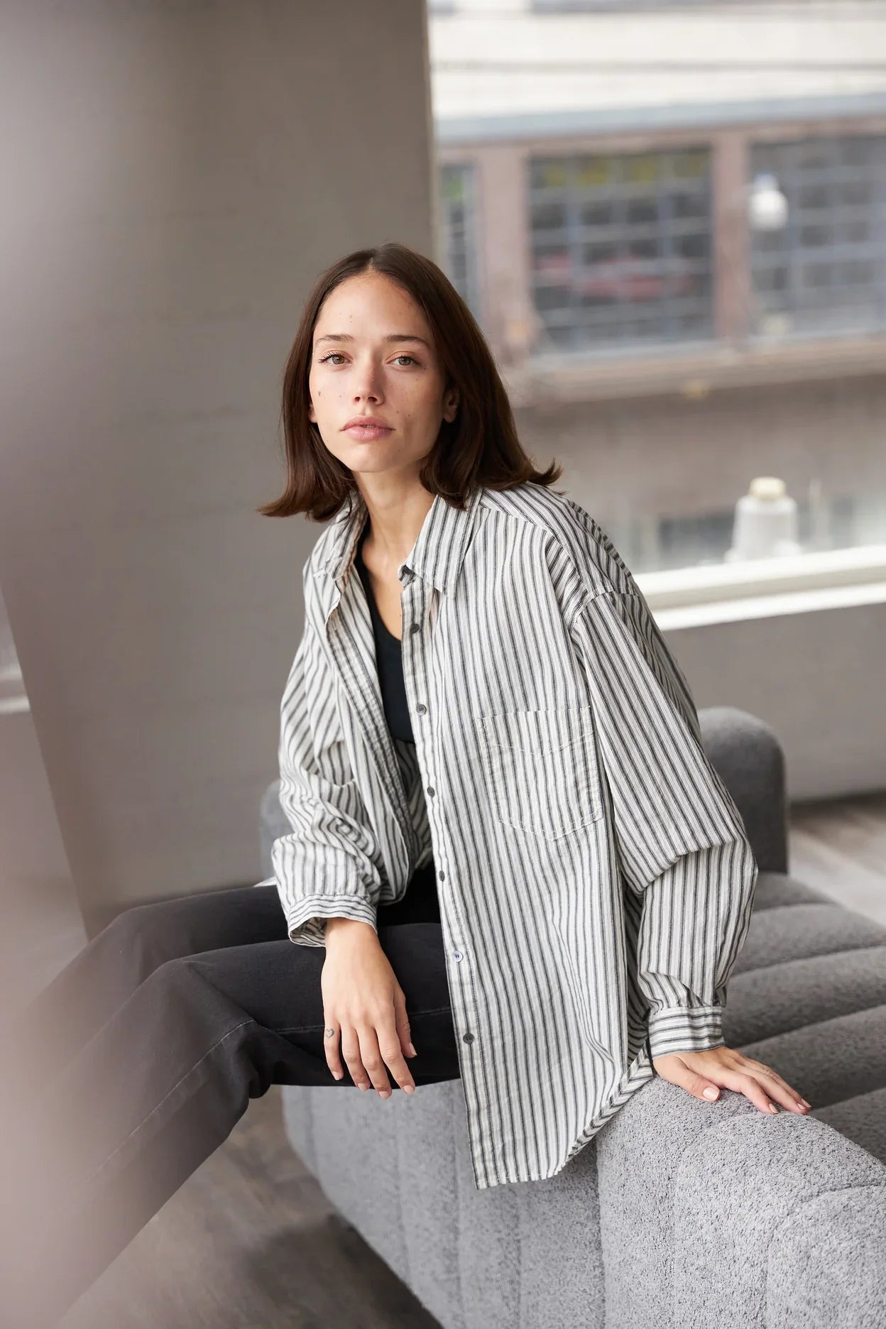 Oversized Stripe Button Down Shirt