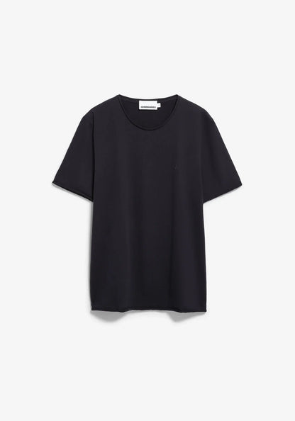 Men's black t-shirt organic cotton JAAMES BRUSHED T-SHIRT in Black - ARMEDANGELS Canada front flat lay