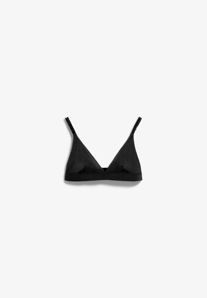 OSILAA Triangle Bralette – ARMEDANGELS Canada in black front flatlay
