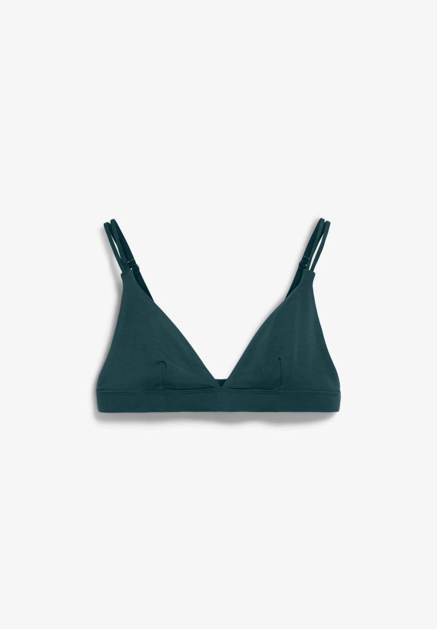 OSILAA Triangle Bralette – ARMEDANGELS Canada in teal stone front flatlay