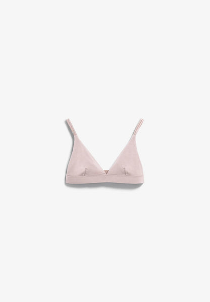 OSILAA Triangle Bralette – ARMEDANGELS Canada in blush grey front flatlay