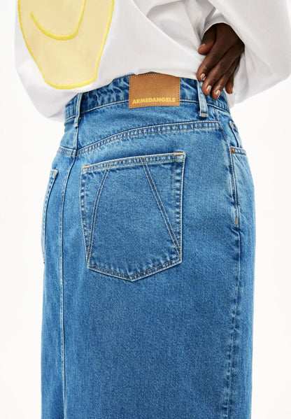 ARMEDANGELS Canada KAALYKE Denim Midi Skirt in Daydream – detail shot