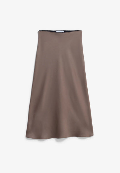 LENOVAA SATIN SLIP-SKIRT in Walnut Creme - ARMEDANGELS Canada flatlay front