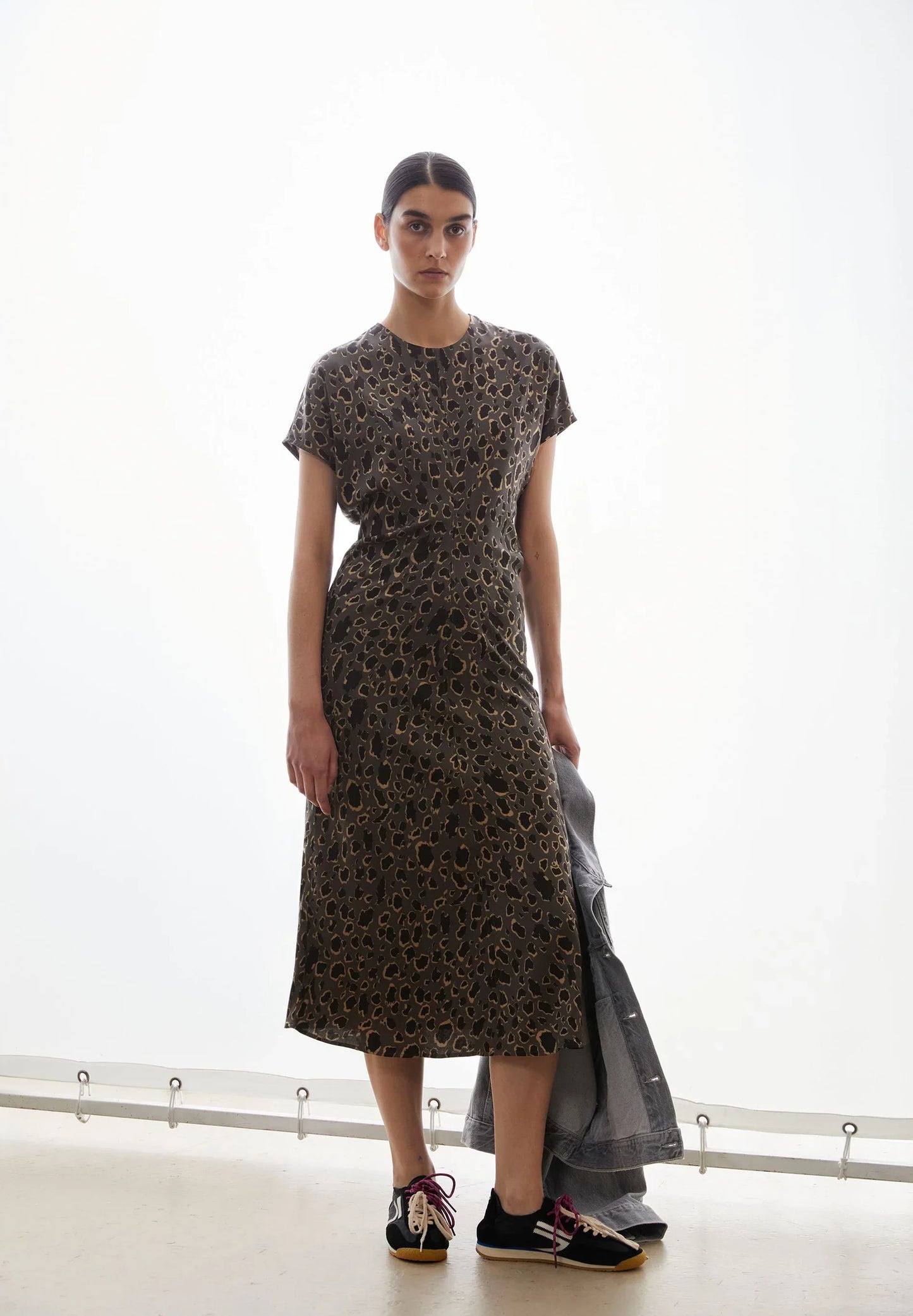 LEO BAT WING MIDI DRESS – ARMEDANGELS Canada leopard print dress Kelowna styled shot wit white background in Kelowna