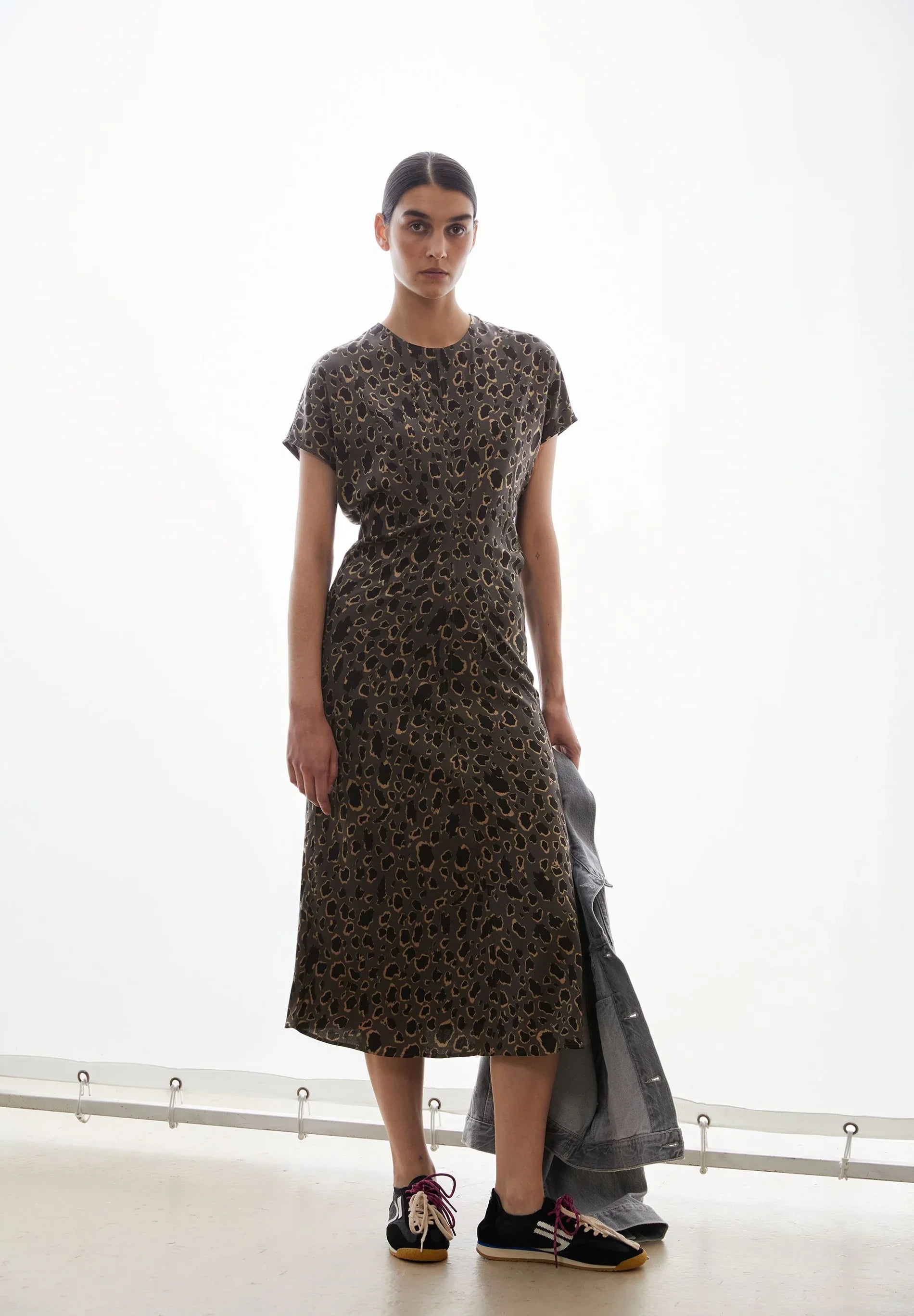 LEO BAT WING MIDI DRESS – ARMEDANGELS Canada leopard print dress Kelowna styled shot wit white background in Kelowna