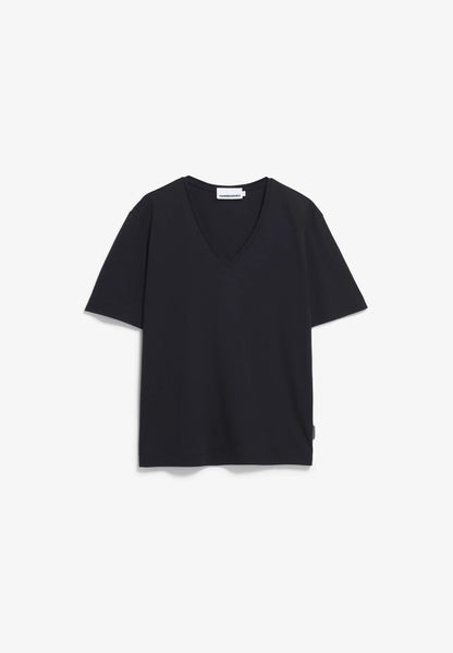 V-Neck T-Shirt – ARMEDANGELS Canada black flatlay
