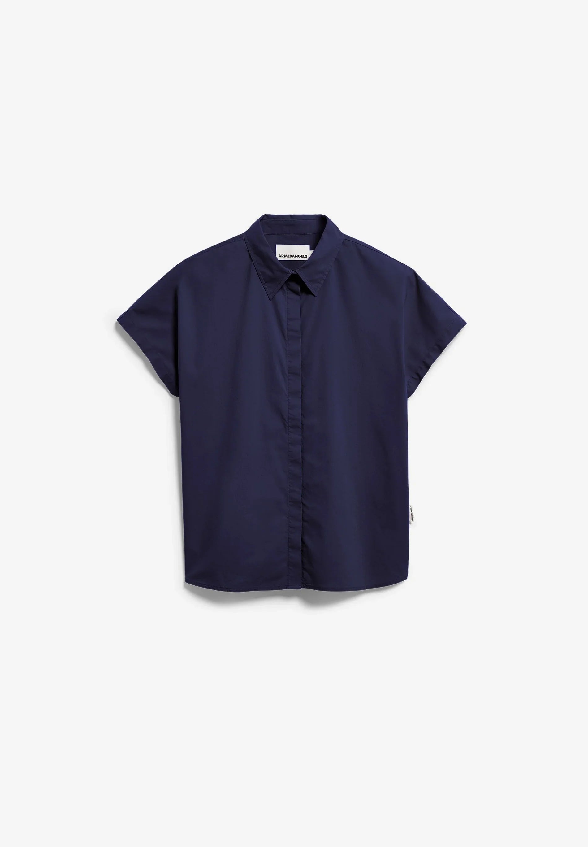 Navy blue short-sleeve shirt on a white background for Kelowna and Canada