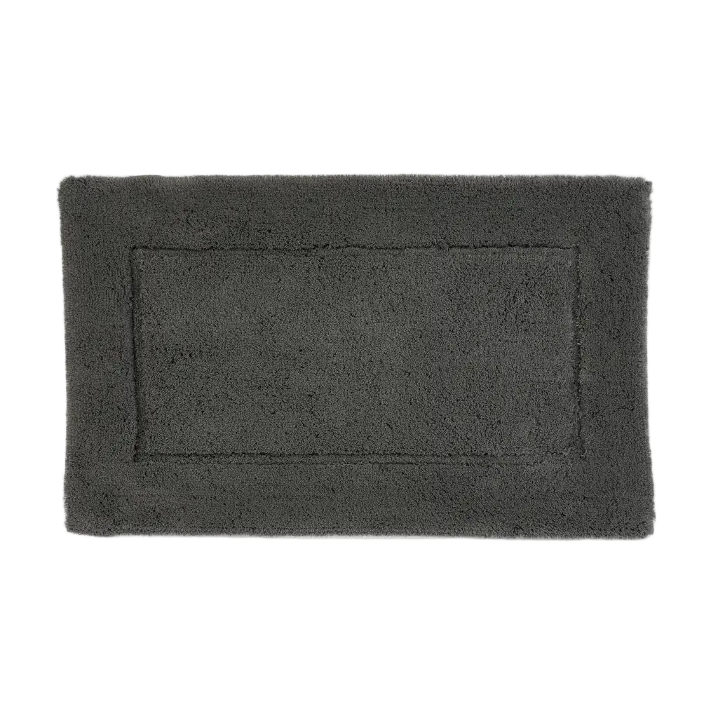 Rectangular dark gray bath mat on a white background