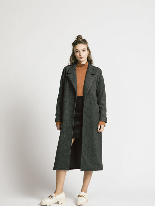 Allison Wonderland - Viscount Coat in Grey Twill - on model front 1