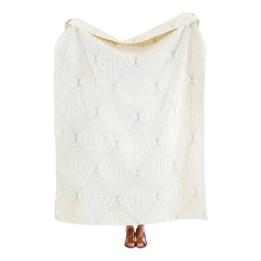 Anchal Prism Quilted Throw in Bone | 54" x 74"