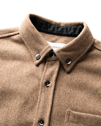 Anián - FW24 - Men's Modern Melton Wool in Oyster - collar close-up 8