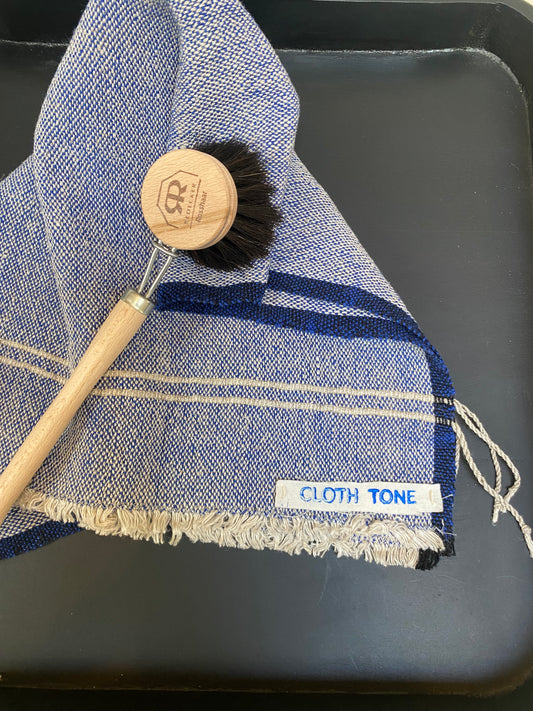 Cloth Tone - Handwoven | Organic Linen & Cotton Hand Towel | Indigo 1 