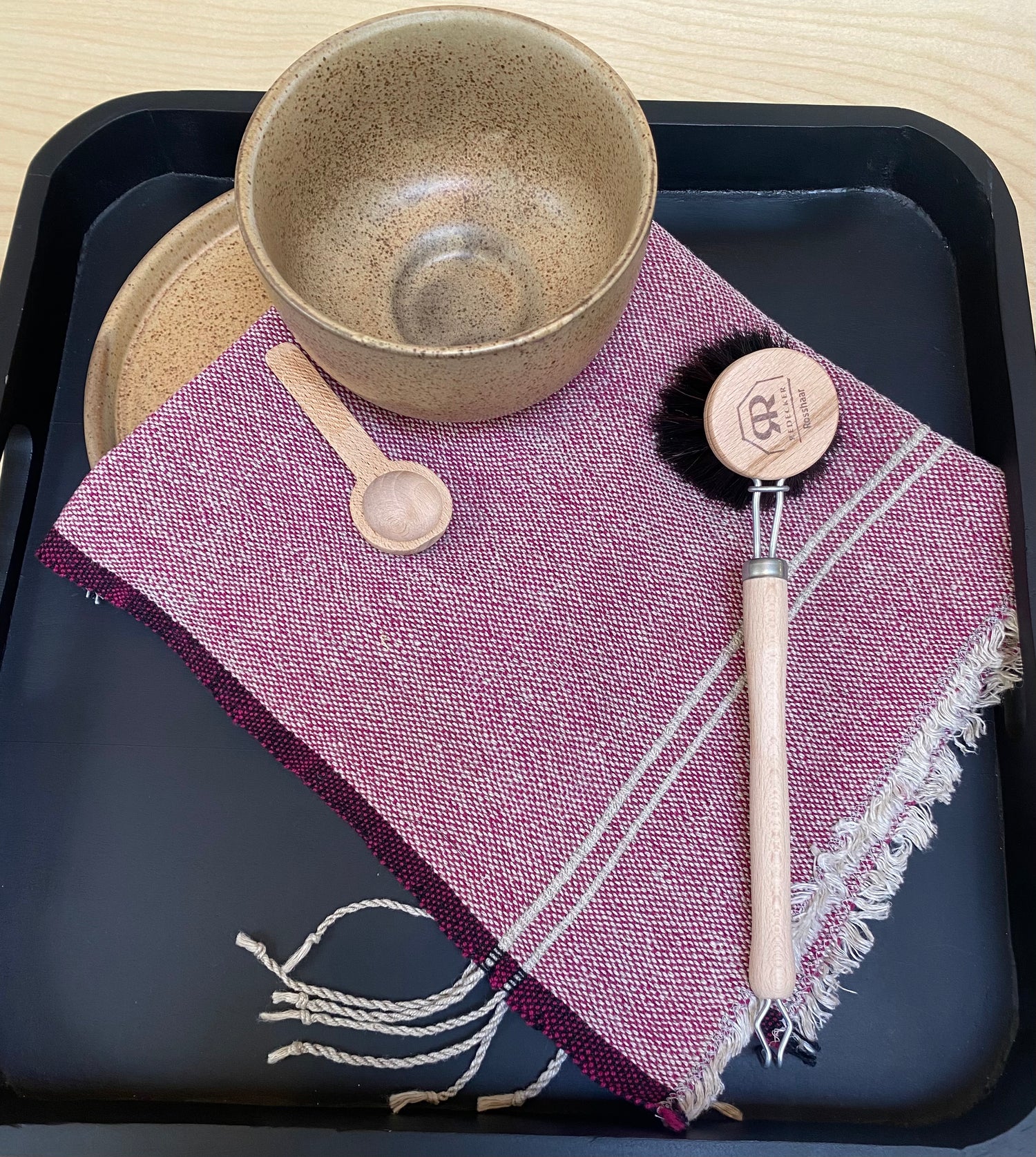 Cloth Tone - Handwoven | Organic Linen & Cotton Hand Towel | Magenta 1 