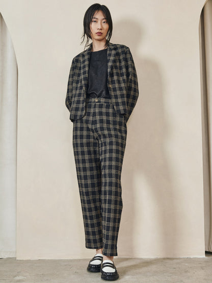 Dagg & Stacey - FW24 - Heuston Pant in Black Plaid - on model front 1