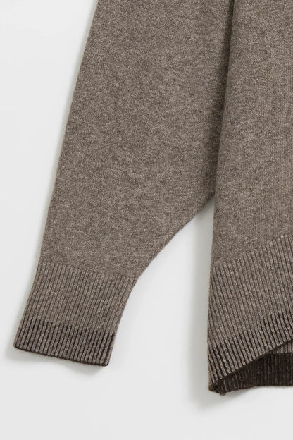 Dinadi - FW24 - Yak Roundneck Sweater in Oat Brown - close-up sleeve 4