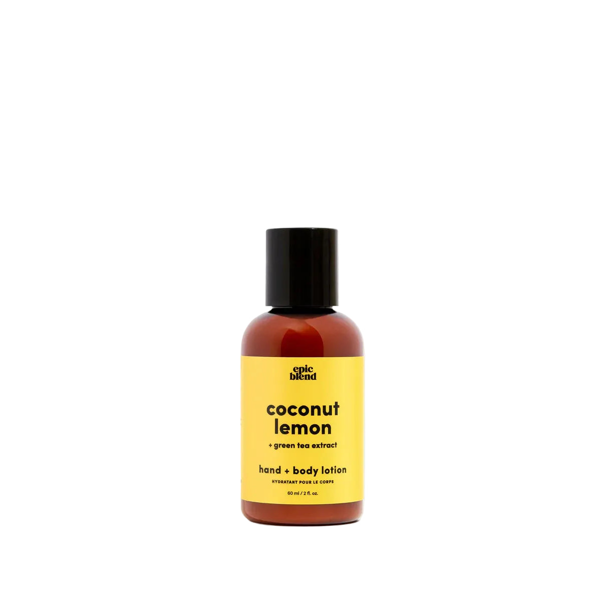 Bottle of coconut lemon hand and body lotion on a white background