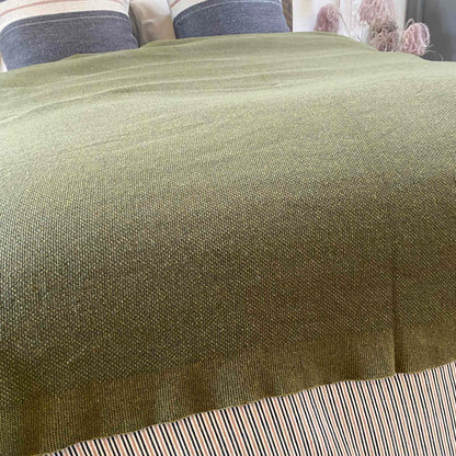 Wool Knit Throw Blanket | Olive