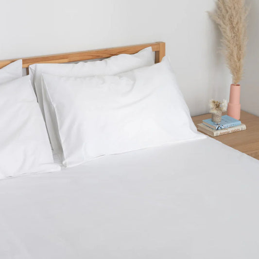 Homebird 100% white cotton sateen sheet set, in King and Queen sizes