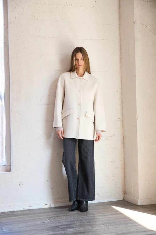 FW24 - It is Well L.A - Handmade Wool Coat in Creme - front 2