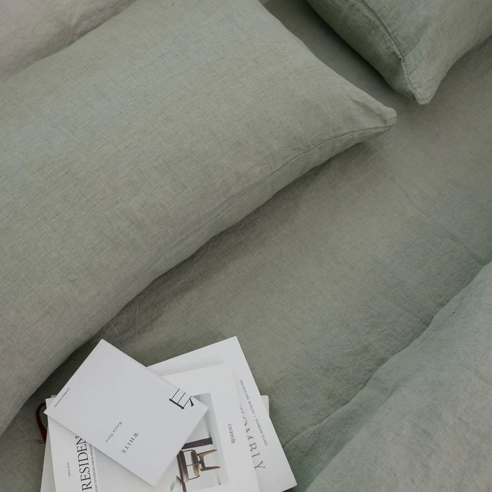 Somn linen pillowcases, Mineral Green
