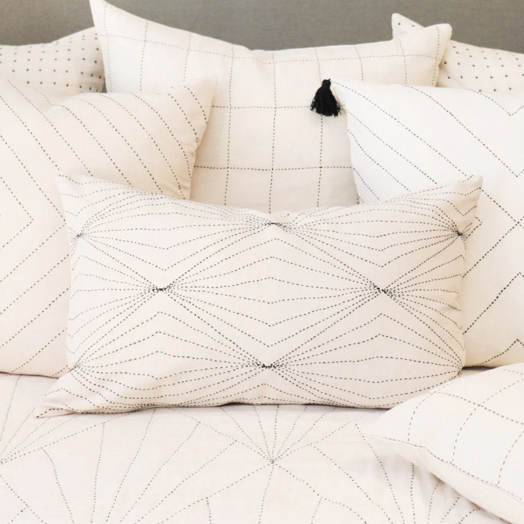 Anchal Lumbar Pillow with Prism Design, in Bone