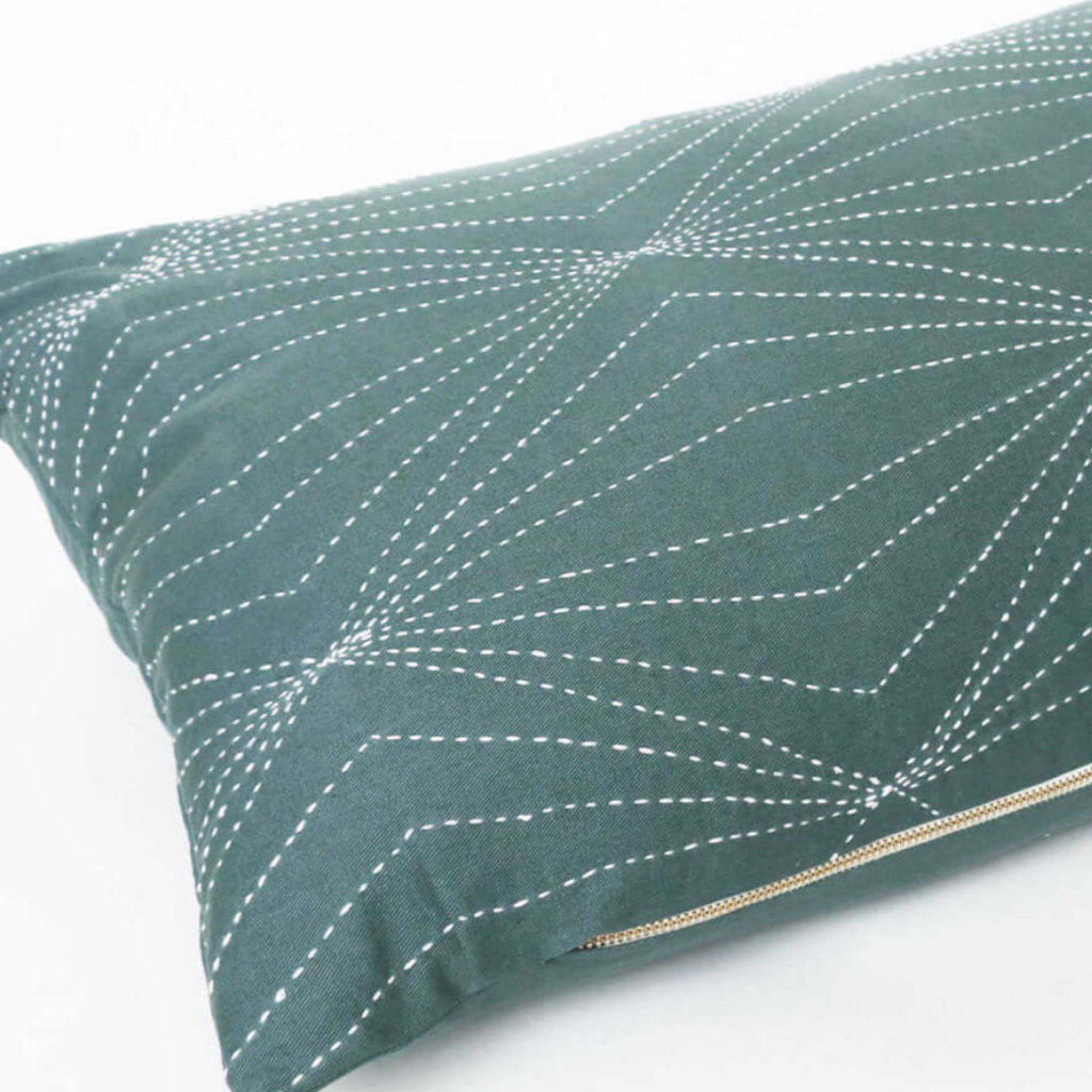 Anchal Lumbar Pillow with Prism Design, in Spruce