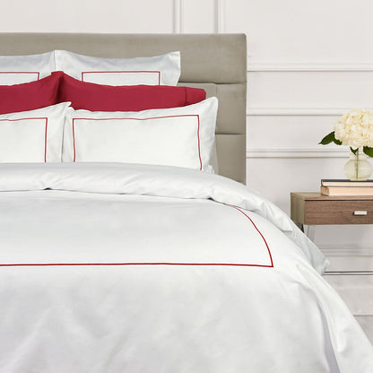 Cuddle Down Renaissance Hotel White with Radiant Red Stitching
