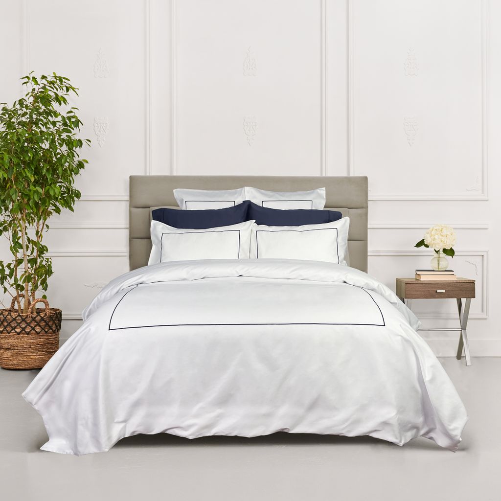 Cuddle Down Renaissance Hotel White Bedding with Marine Stitching