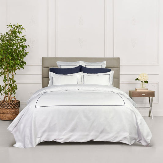 Cuddle Down Renaissance Hotel White Bedding with Marine Stitching