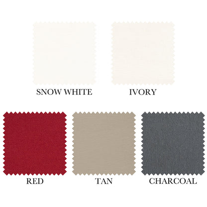 Cuddle Down velvet flannel colour swatches for snow white, ivory, red, tan, and charcoal