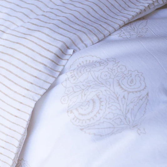 Hand Block Printed Cotton Duvet Cover | Queen
