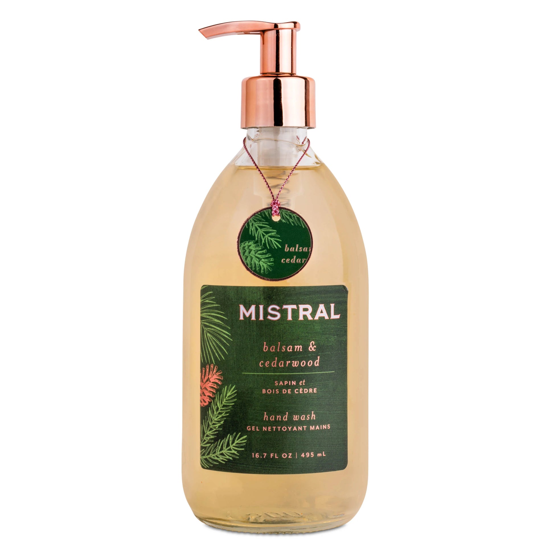 Mistral liquid hand soap, with balsam & cedarwood scent