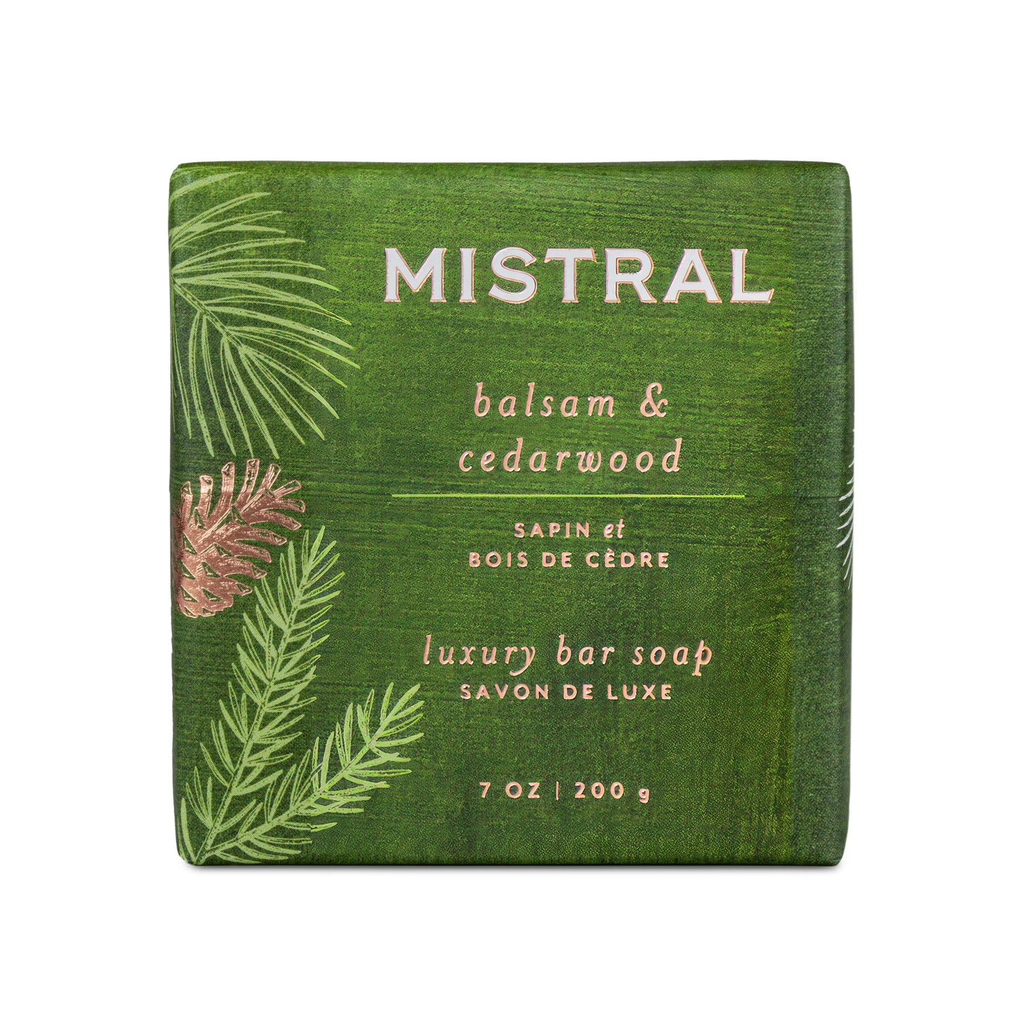 Mistral luxury bar soap, with balsam & cedarwood scent