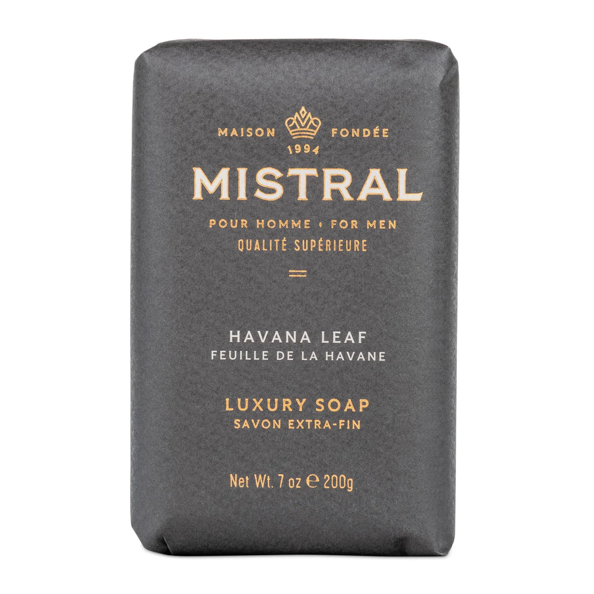 Mistral paper wrapped bar soap, with Havana Leaf scent