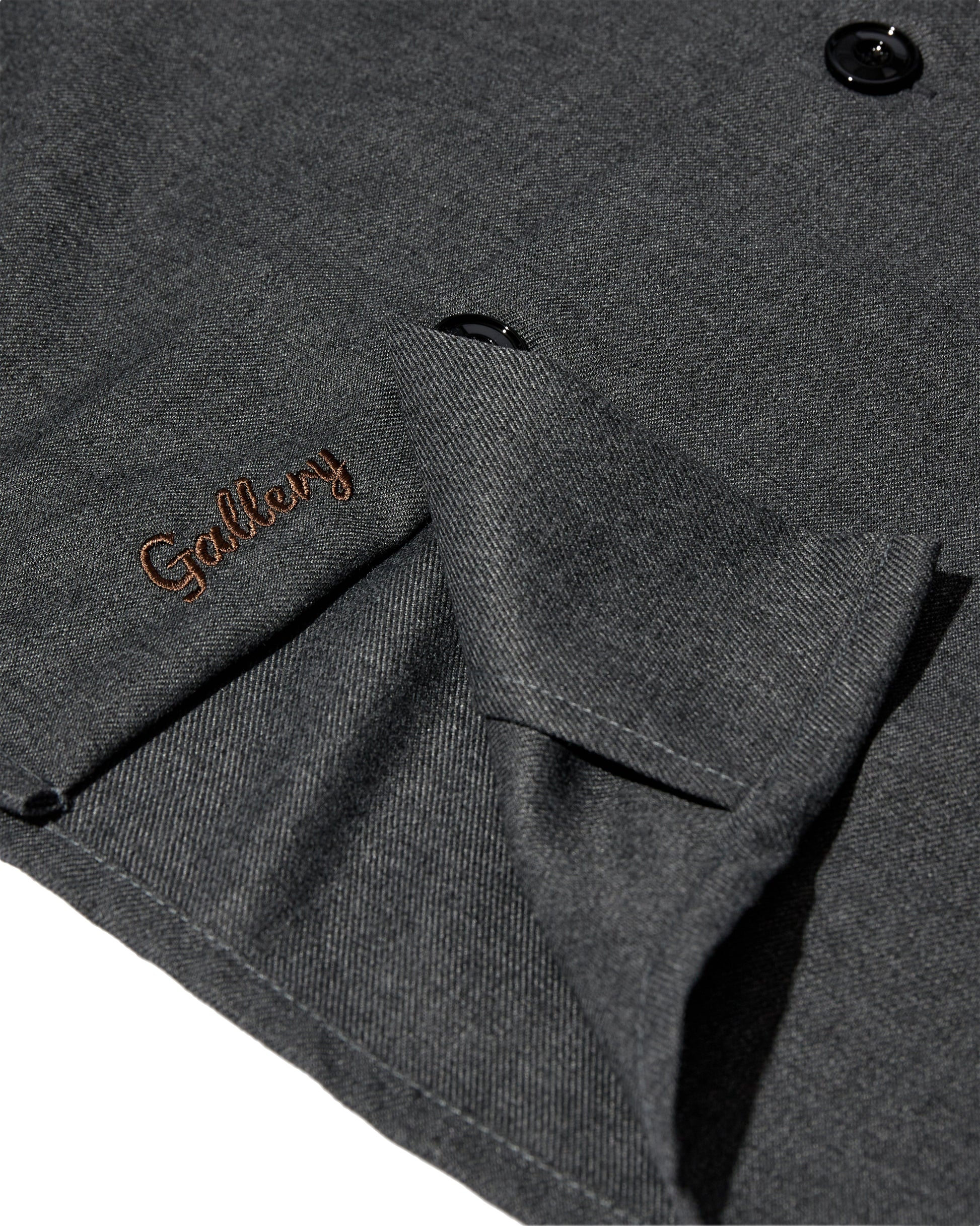 FW25 - Mos Mosh Gallery - Nole Serge Overshirt in Grey Melange - Closeup