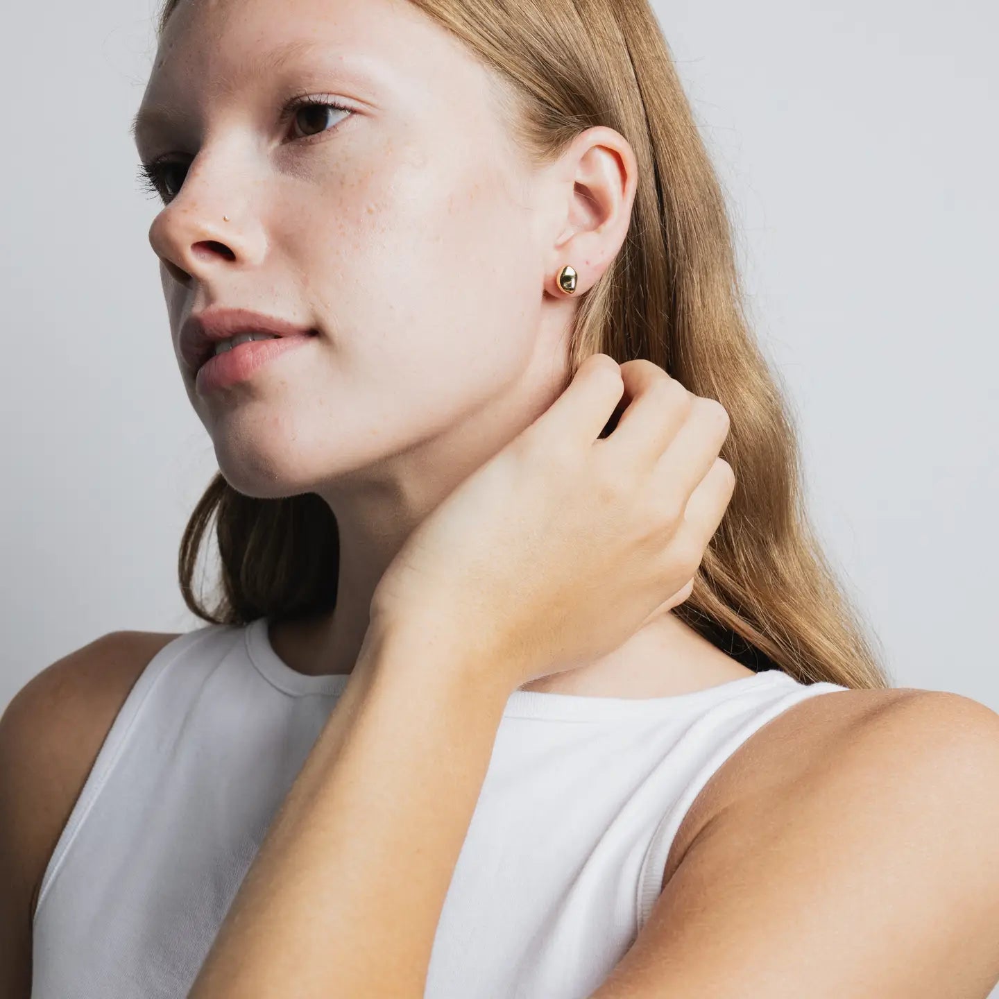 Bean Study Earrings in Gold from Wolf Circus, Lifestyle