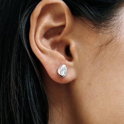 Bean Stud Earrings | Sterling Silver