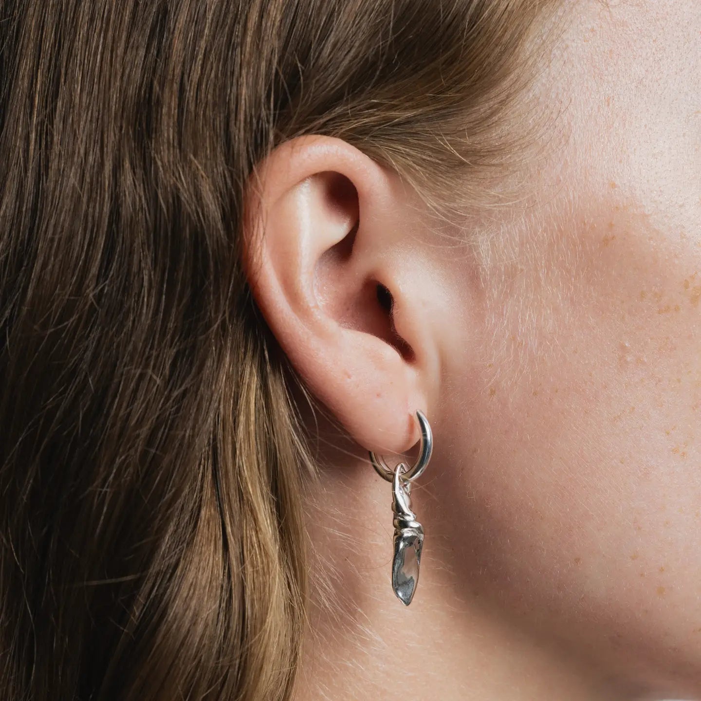 Tidal Hoops in Sterling Silver from Wolf Circus, Closeup Lifestyle