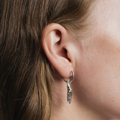Tidal Hoops in Sterling Silver from Wolf Circus, Closeup Lifestyle