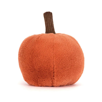 Plush pumpkin with a brown stem on a white background