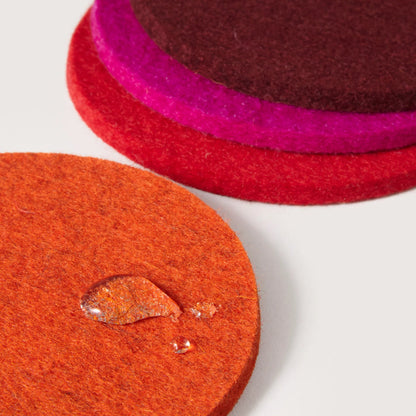 Bierfilzl Merino Round Coaster | Multi 4pc Bordeaux