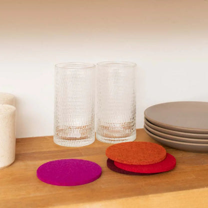 Bierfilzl Merino Round Coaster | Multi 4pc Bordeaux