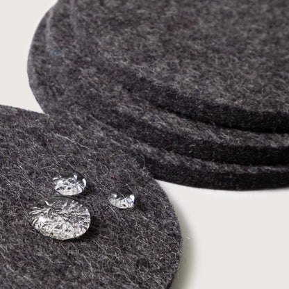 Bierfilzl Merino Round Coaster | Solid 4pc | Charcoal