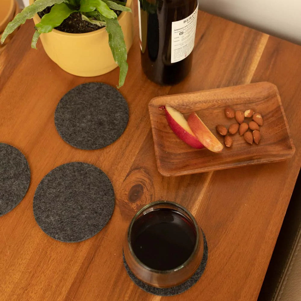 Bierfilzl Merino Round Coaster | Solid 4pc | Charcoal