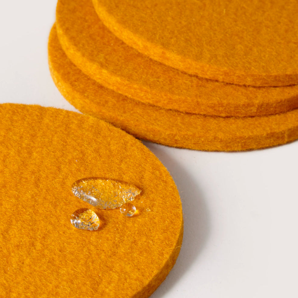 Bierfilzl Merino Round Coaster | Solid 4pc | Turmeric