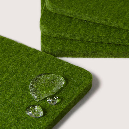 Bierfilzl Merino Square Coaster | Solid 4pc | Loden Green
