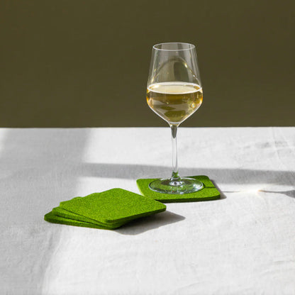 Bierfilzl Merino Square Coaster | Solid 4pc | Loden Green