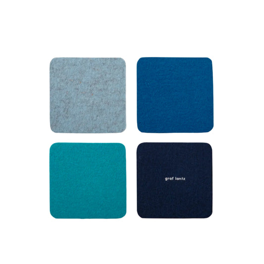 Bierfilzl Merino Square Coaster | Multi 4pc | Ocean