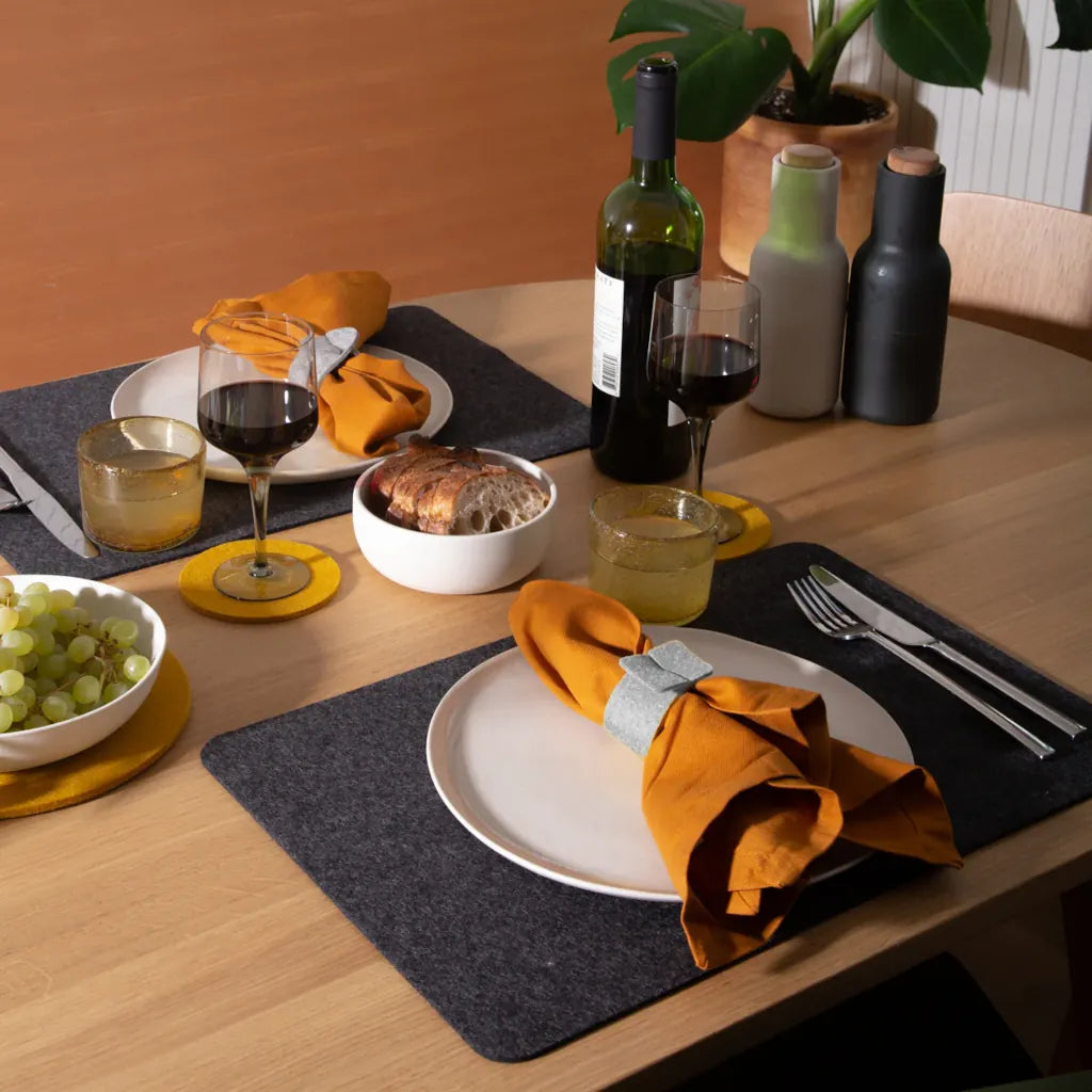 Graf Lantz Rectangle Charcoal Placemat on table