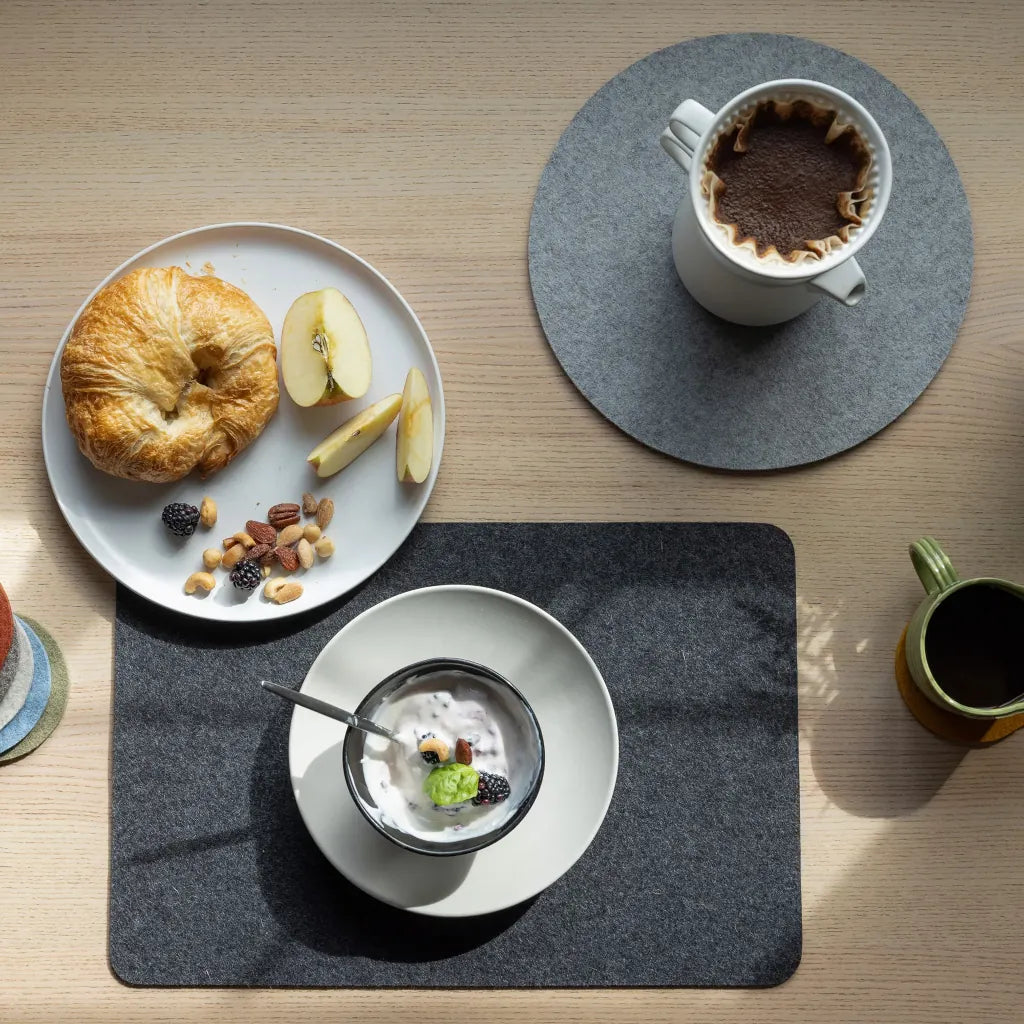 Graf Lantz Rectangle Charcoal Placemat on table